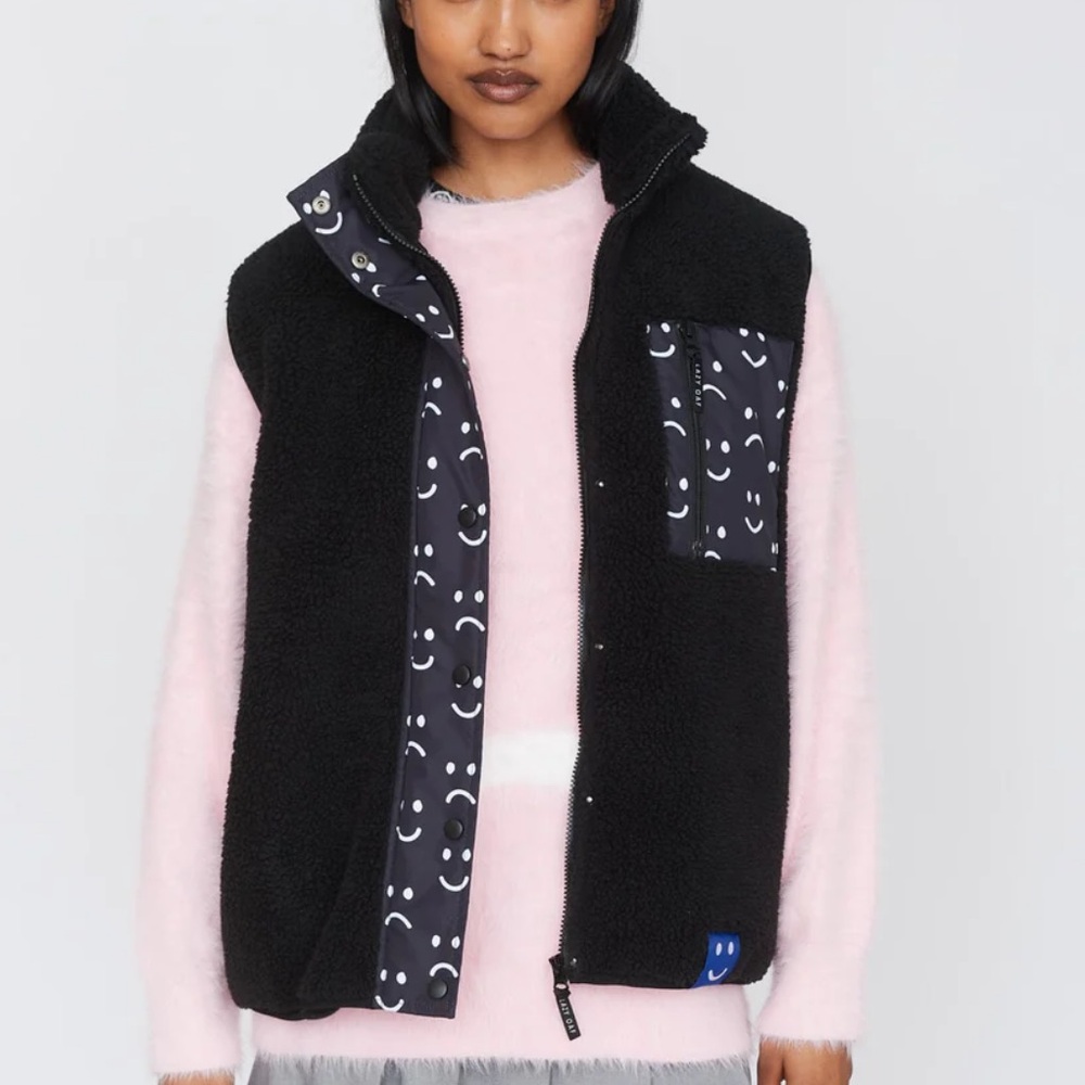 Lazy Oaf Happy Sad Gilet Vest Size Medium